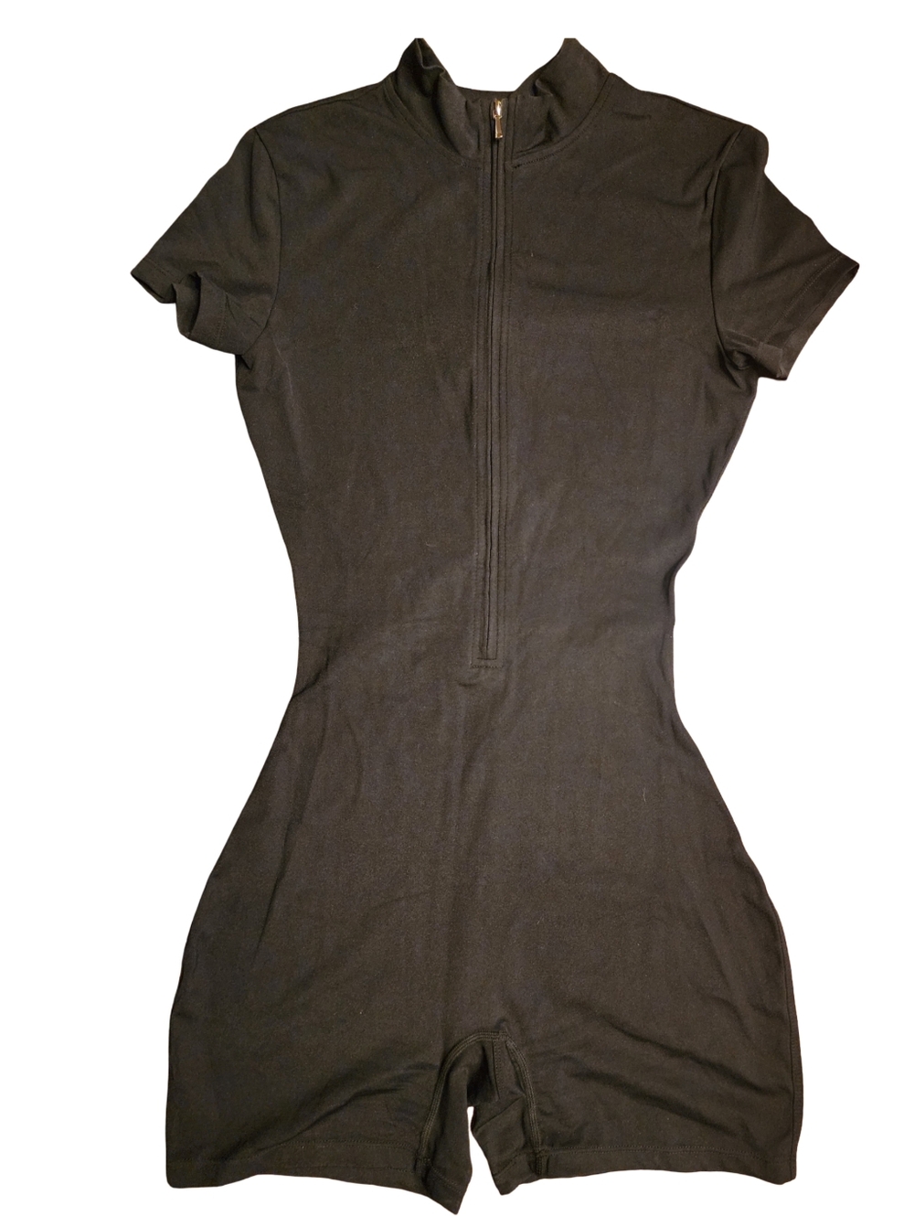 YEOREO Black Women's Jumpsuit Zipper Front Bodycon Workout Or Casual EUC Size S